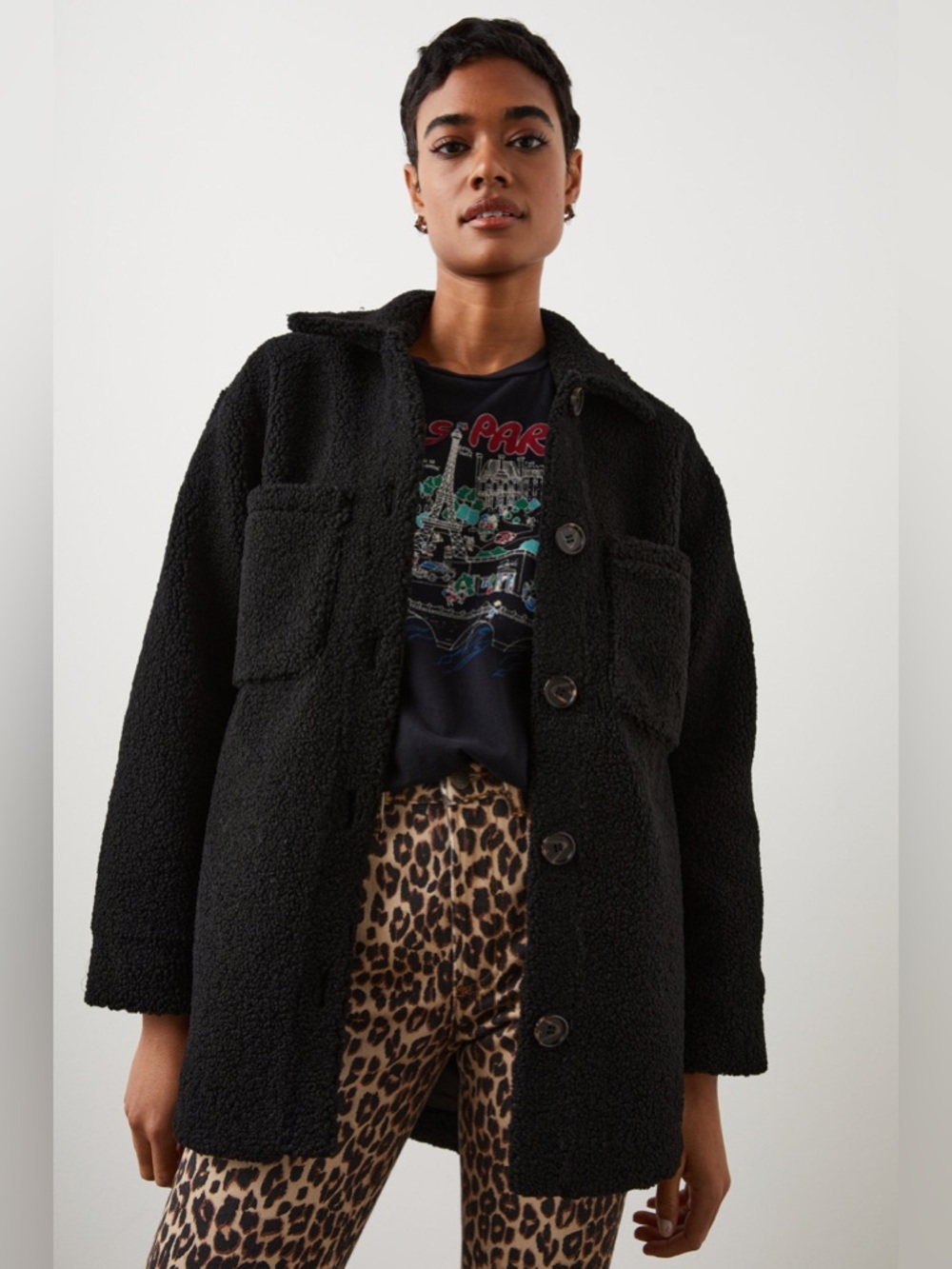 Rails Connie Black Teddy Size Medium Retails $348 Currently on Rails Website
